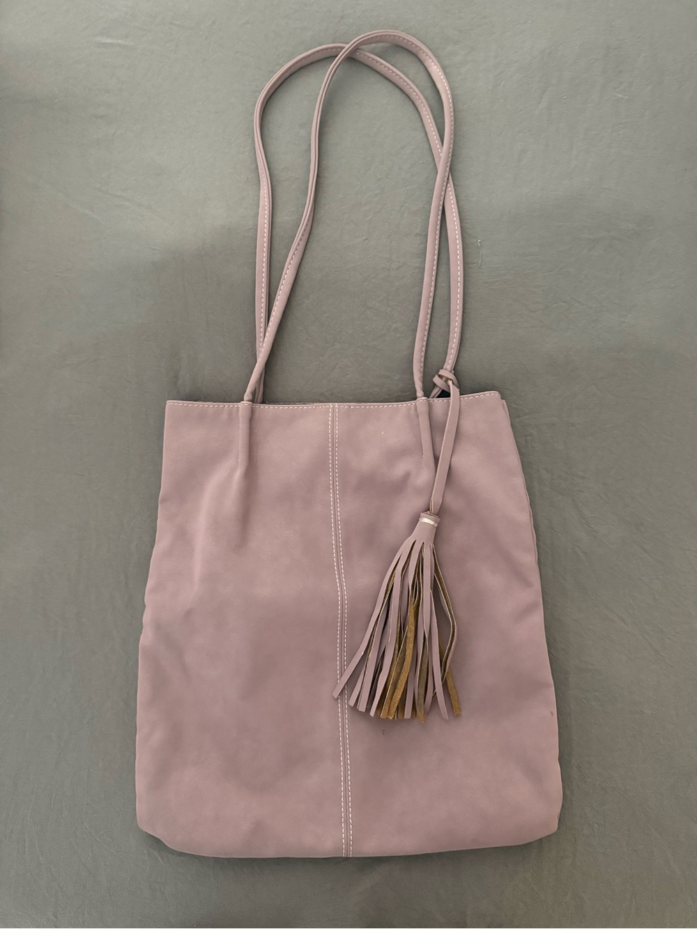 Women’s Blush Pink Suede Shoulder Bag with Tassel